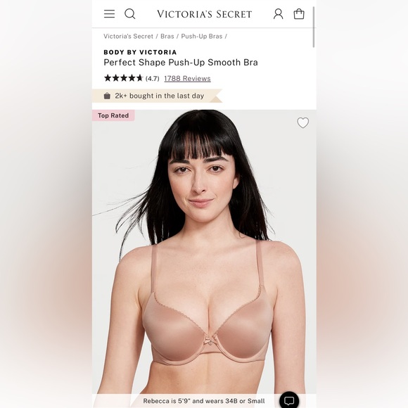 Victoria’s Secret Perfect Shape Push-Up Smooth Bra 36D - Picture 2 of 7